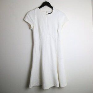 Banana Republic Fit and Flare A-Line Raised Dot Textured White Dress Size 4